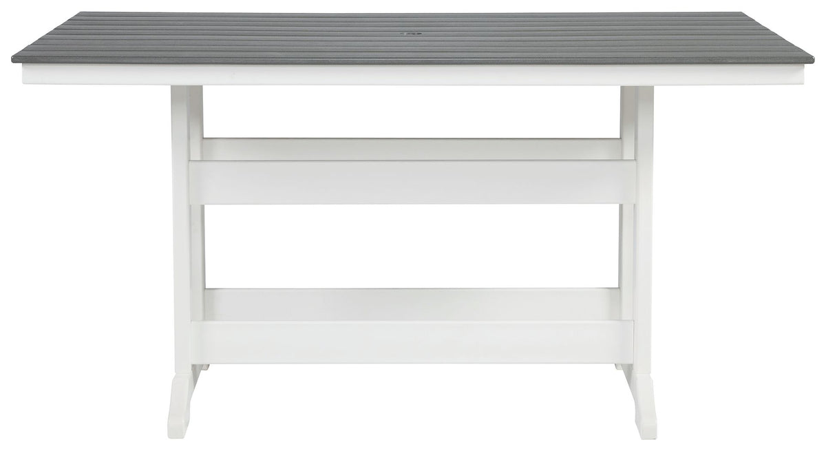 Transville - Rectangular Counter Table With Umbrella Option - Gray / White