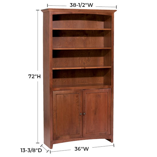 McKenzie - 72'' H X 36'' W Alder Bookcase With Doors - Glazed Antique Cherry