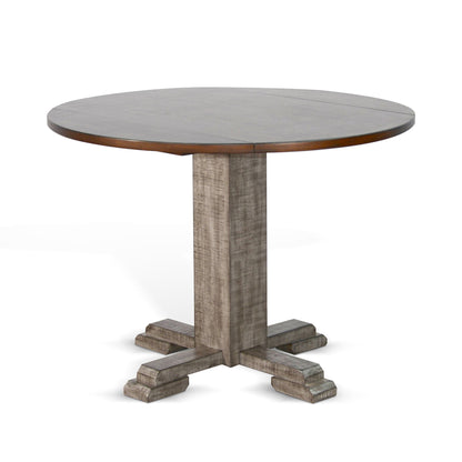 Homestead Hills - Drop Leaf Round Table - Tobacco Leaf / Alpine Gray