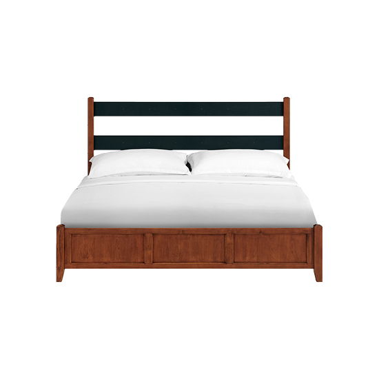 McKenzie - King Upholstered Panel Storage Bed - Glazed Antique Cherry