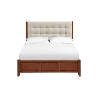 McKenzie - Queen Upholstered Panel Bed - Glazed Antique Cherry