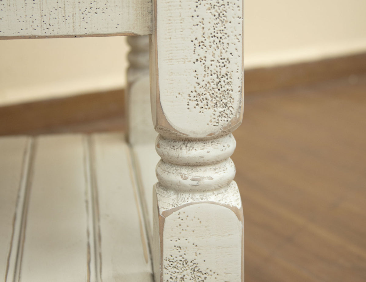 Stone - Chairside Table - Antiqued Ivory / Weathered Gray