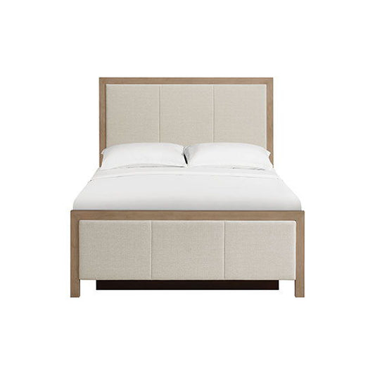 Bailey - Queen Upholstered Panel Storage Bed - Almond / Beige
