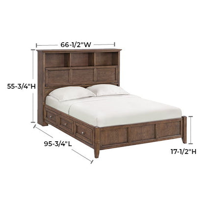 McKenzie - Queen Classic Bookcase Storage Bed - Java