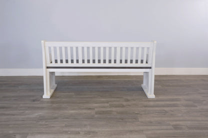 Carriage House - Slat Back Bench - Cottage White / Europen Dark