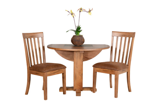 Drop Leaf Round 3 Piece Dining Set - Rustic Oak
