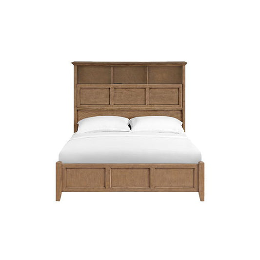 McKenzie - Queen Classic Bookcase Storage Bed - Pecan