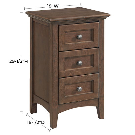 McKenzie - Small 3-Drawer Nightstand - Java