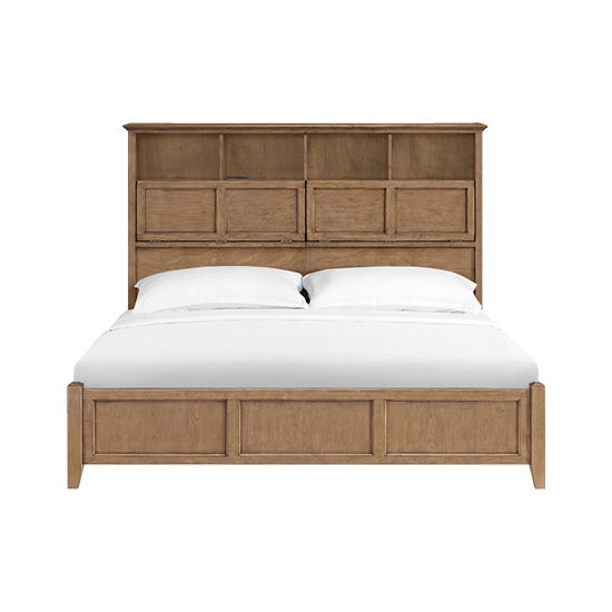 McKenzie - King Classic Bookcase Storage Bed - Pecan