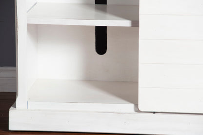 Carriage House - TV Console With Barn Door - White / Dark Brown