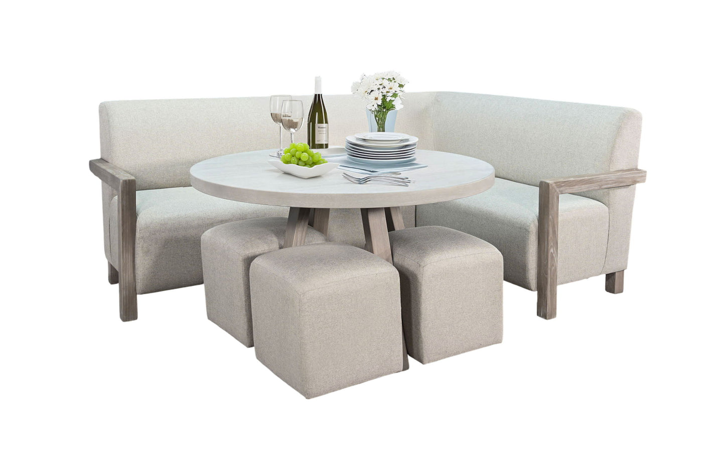 Corner Dining Nook Set With Light Wood Table