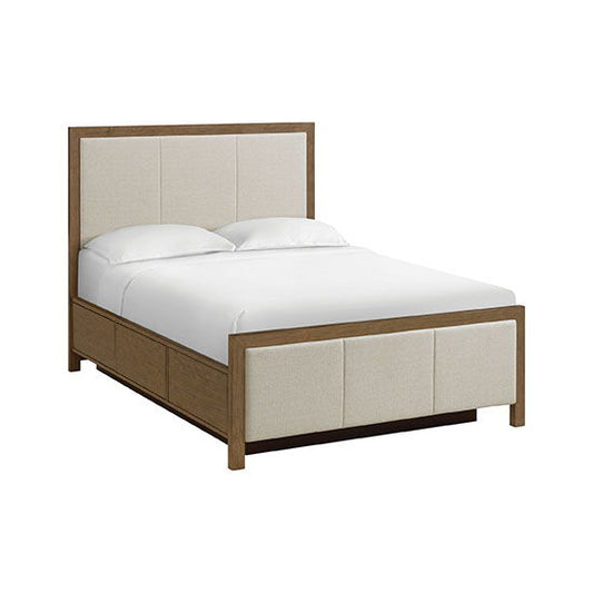 Bailey - Queen Upholstered Panel Storage Bed - Nutmeg / Beige