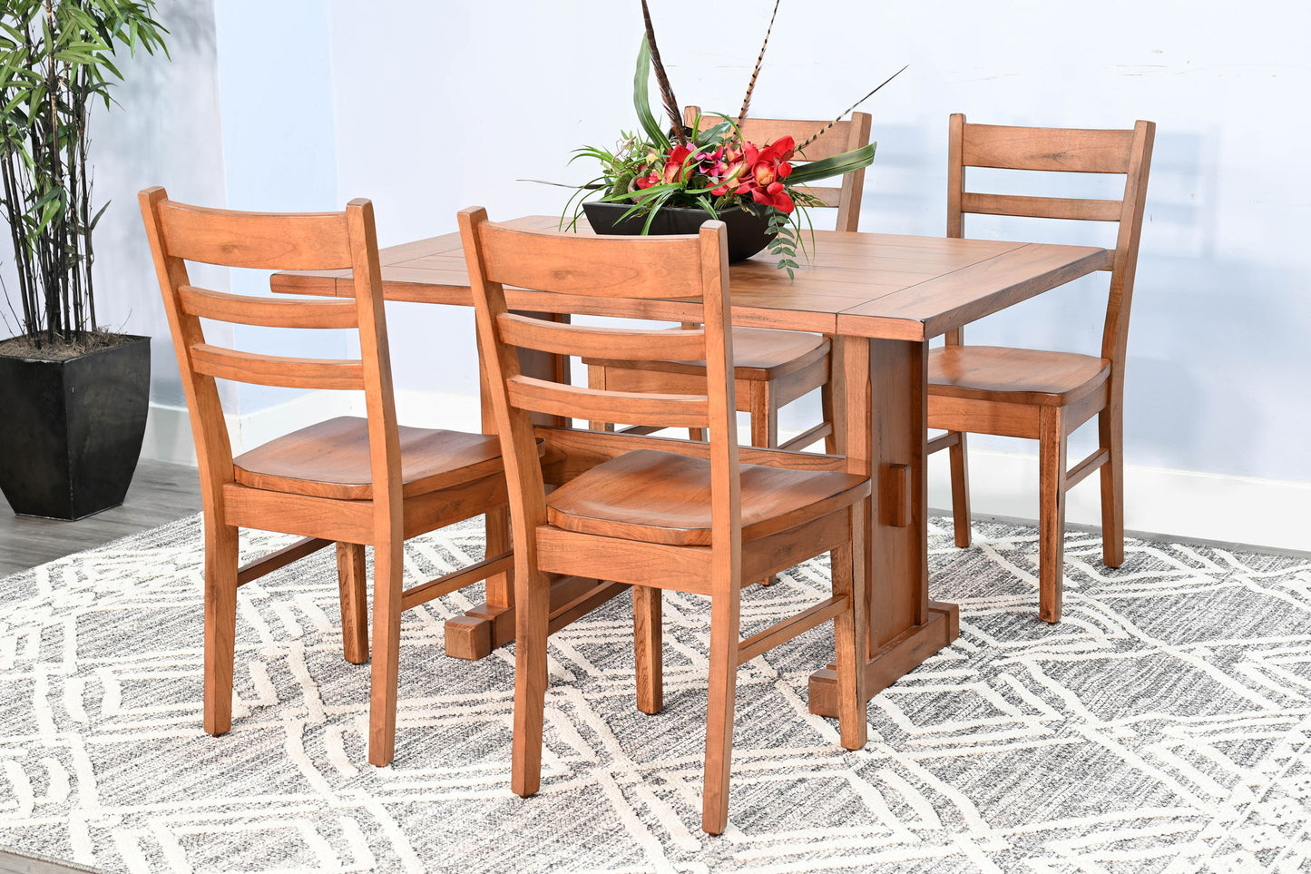 Sedona - 5 Piece Dining Set With Wood Chairs - Rustic Oak